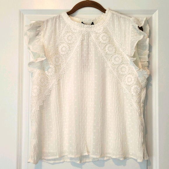 Strut & Bolt Tops - Strut and Bolt Lace Trim Swiss Dot top‎
